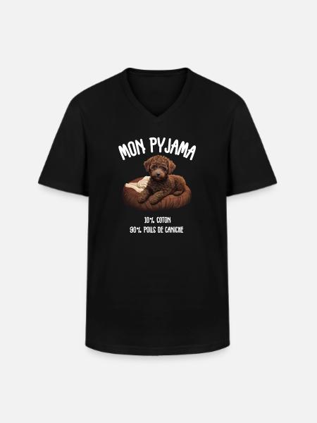 Hundepyjama-Pudel-Humor - Männer-T-Shirt mit V-Ausschnitt - Schwarz