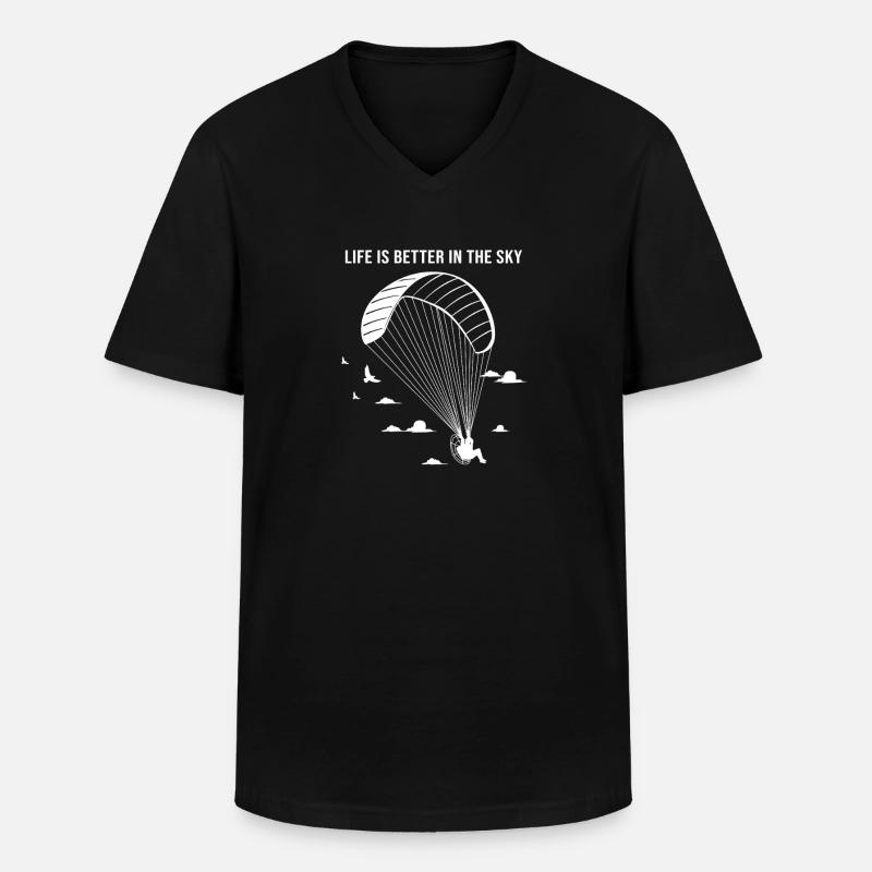 Skydive Paragliding - Männer-T-Shirt mit V-Ausschnitt - Schwarz