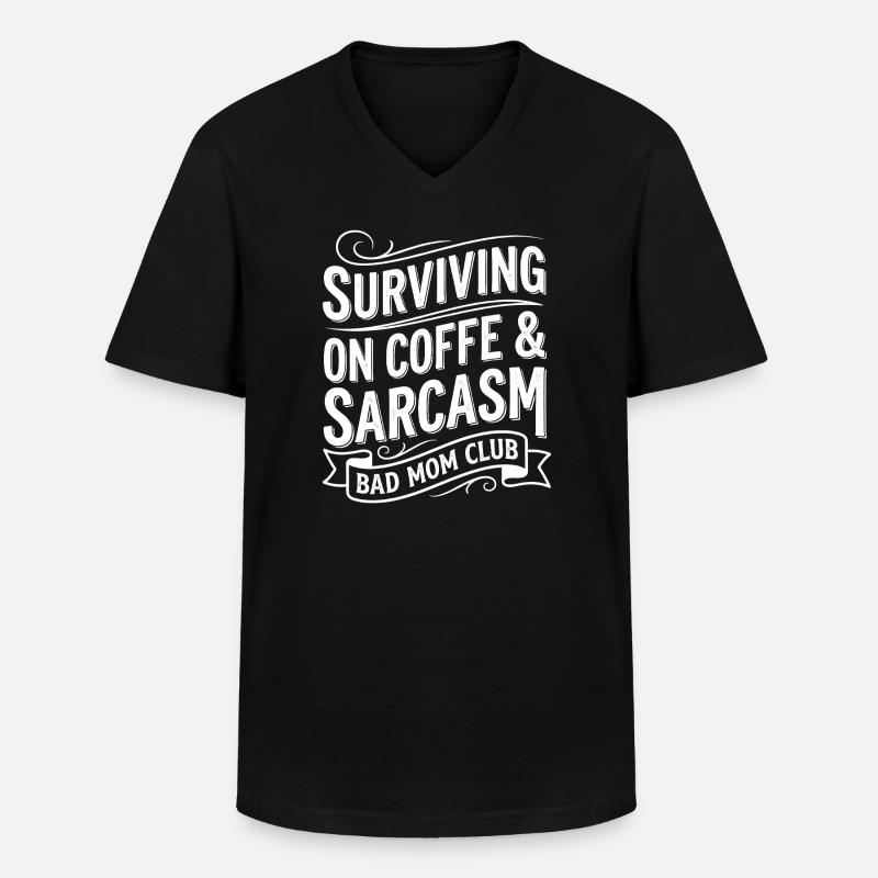 Caffè Bad Mom e Tè Sarcasmo - Maglietta da uomo classica con scollo a V - nero