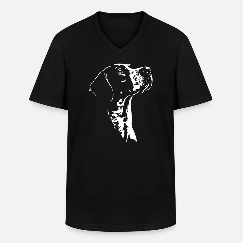 English Pointer Silhouette Hund Jagdhunde Wilsigns - Männer-T-Shirt mit V-Ausschnitt - Schwarz