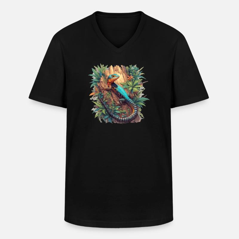 Eidechsen Eidechse - Männer-T-Shirt mit V-Ausschnitt - Schwarz