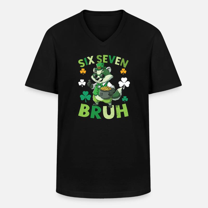 St. Patrick's Day Waschbär - Männer-T-Shirt mit V-Ausschnitt - Schwarz