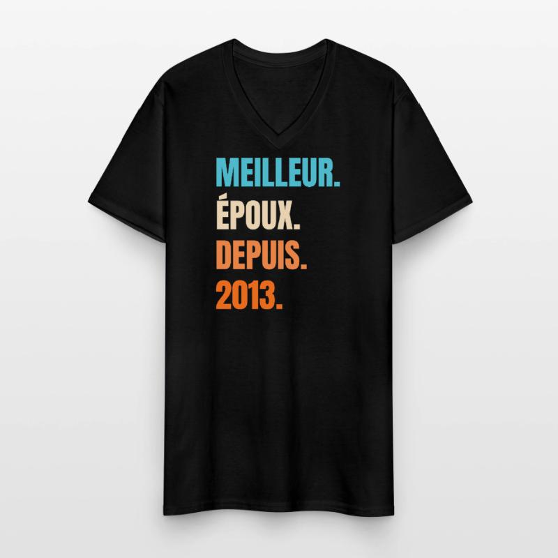 Bester Ehemann seit 2013 Geschenk-Ehemann Männer-T-Shirt mit V-Ausschnitt