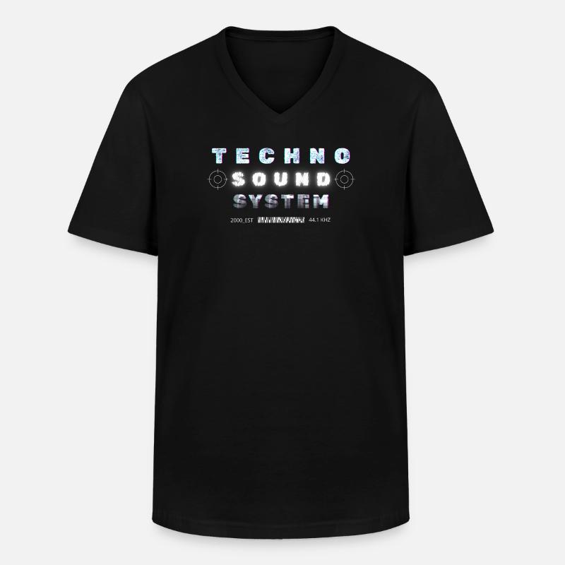 Techno Underground Club Logo - Männer-T-Shirt mit V-Ausschnitt - Schwarz
