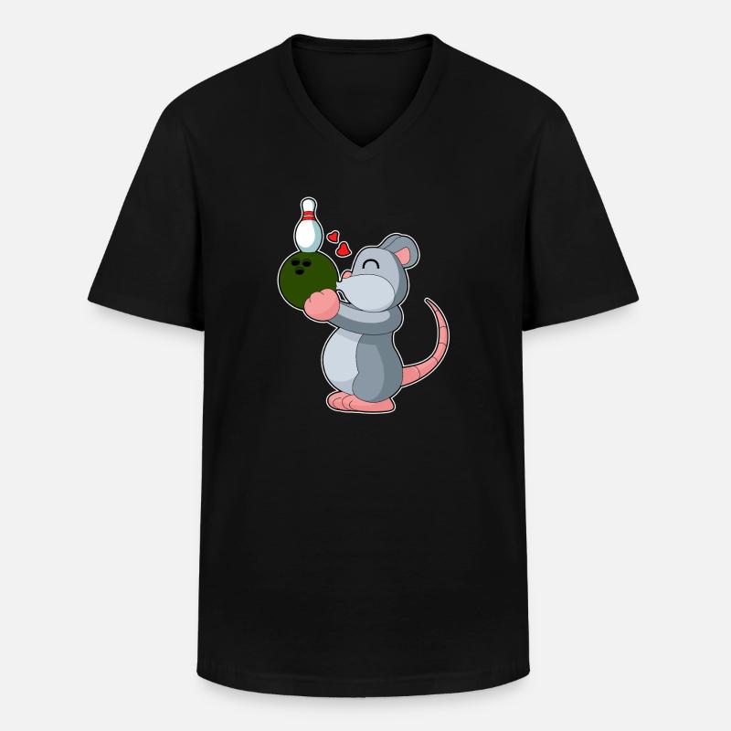 Maus Bowling Bowlingkugel Pin - Männer-T-Shirt mit V-Ausschnitt - Schwarz