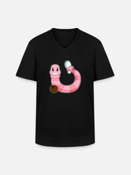 Wurm Bowling Bowlingkugel Pin - Männer-T-Shirt mit V-Ausschnitt - Schwarz
