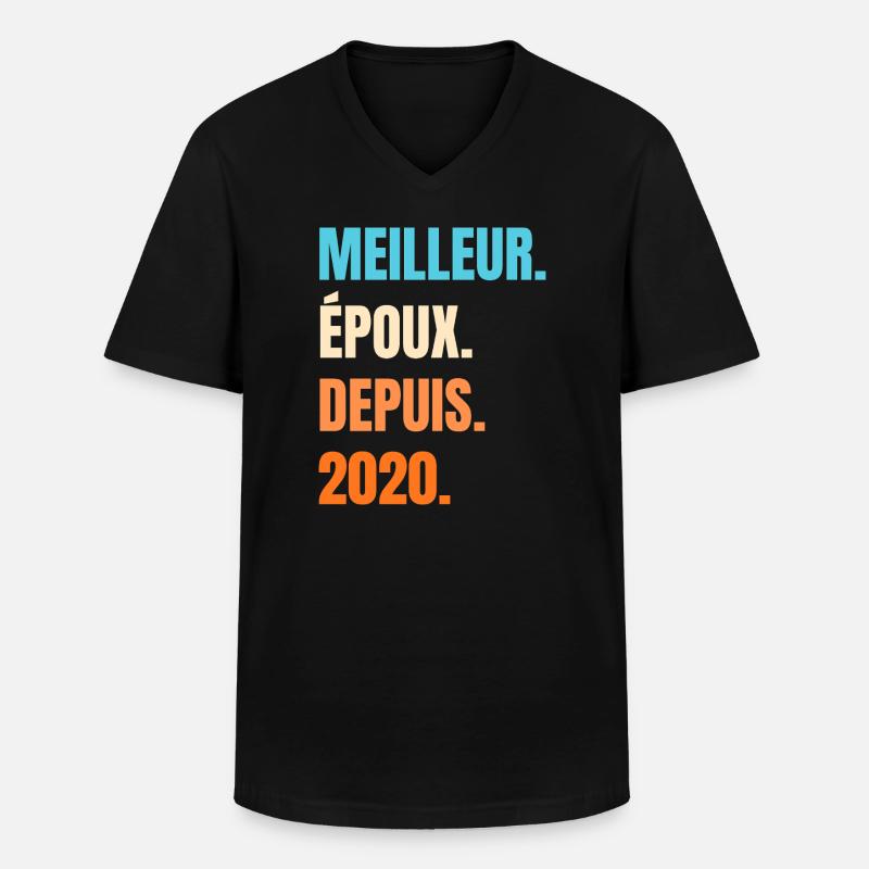 Bester Ehemann seit 2020 Geschenk-Ehemann - Männer-T-Shirt mit V-Ausschnitt - Schwarz