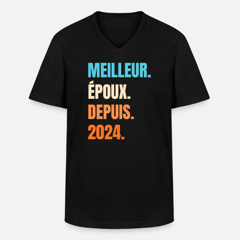 Bester Ehemann seit 2024 Geschenk-Ehemann - Männer-T-Shirt mit V-Ausschnitt - Schwarz