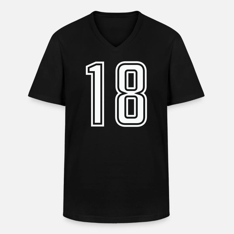 18 - Männer-T-Shirt mit V-Ausschnitt - Schwarz