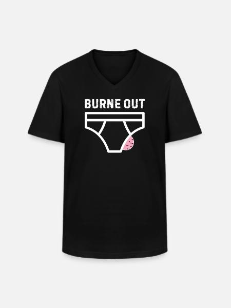 Burne out – humor, office, stress - Men's V-Neck T-Shirt - black