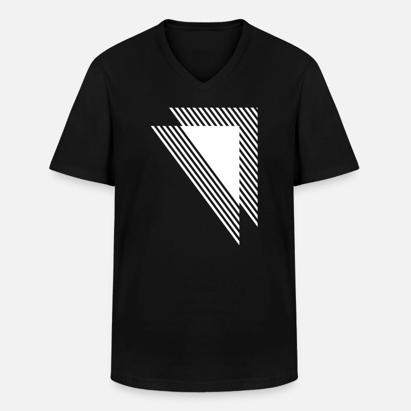 Geometric Triangles Diagonal Monochrome Grid - Men's V-Neck T-Shirt - black