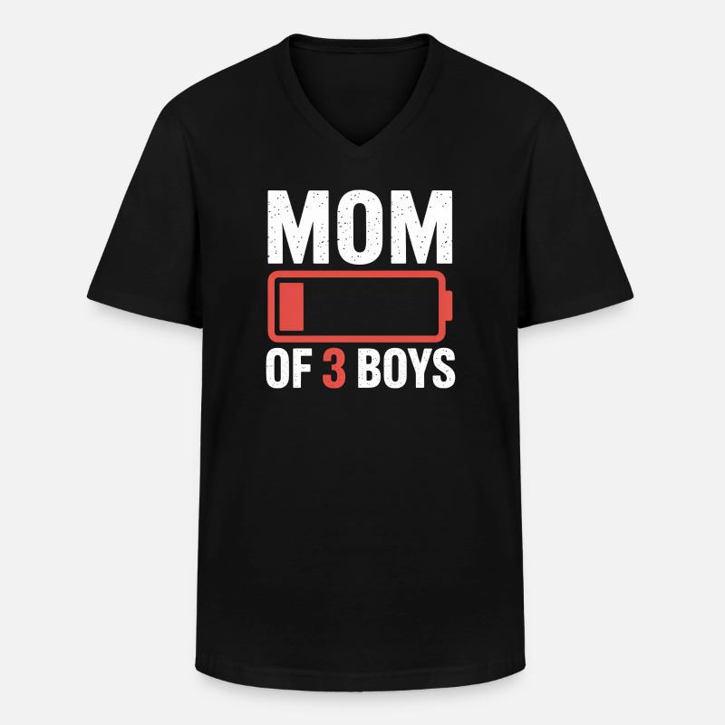 Mutter von 3 Jungs Batterie-Ikon-Tee - Männer-T-Shirt mit V-Ausschnitt - Schwarz