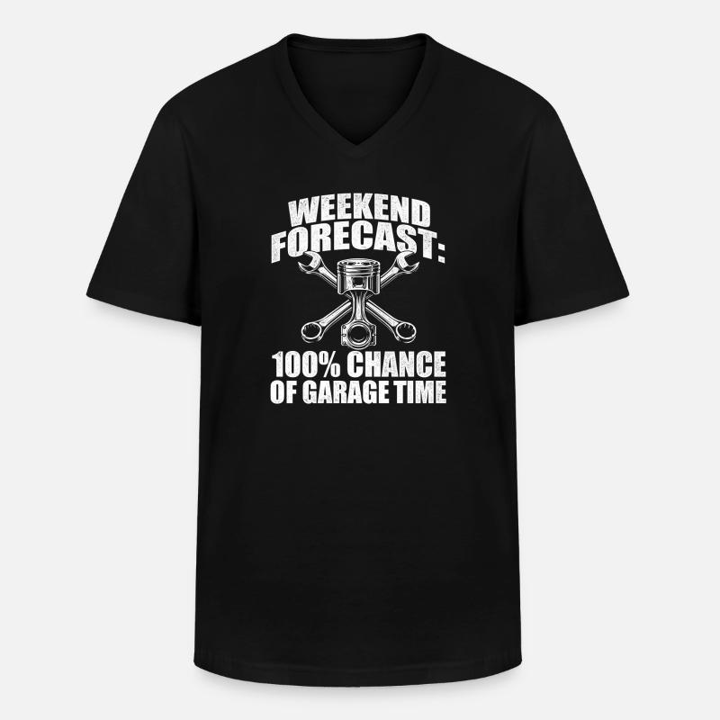 Wochenendprognose: 100 Prozent Garagenzeit - Männer-T-Shirt mit V-Ausschnitt - Schwarz