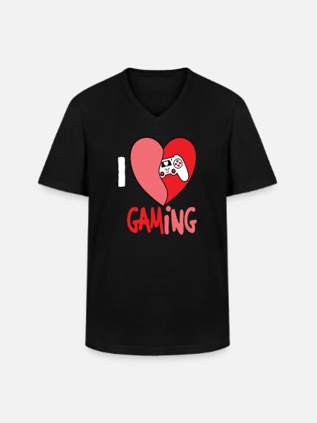 I LOVE GAMING - Männer-T-Shirt mit V-Ausschnitt - Schwarz