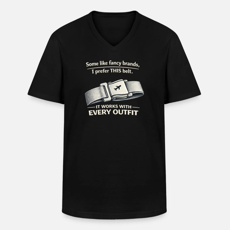 THIS Belt Spruch: Sitzgurt Flugzeug - Men's V-Neck T-Shirt - black