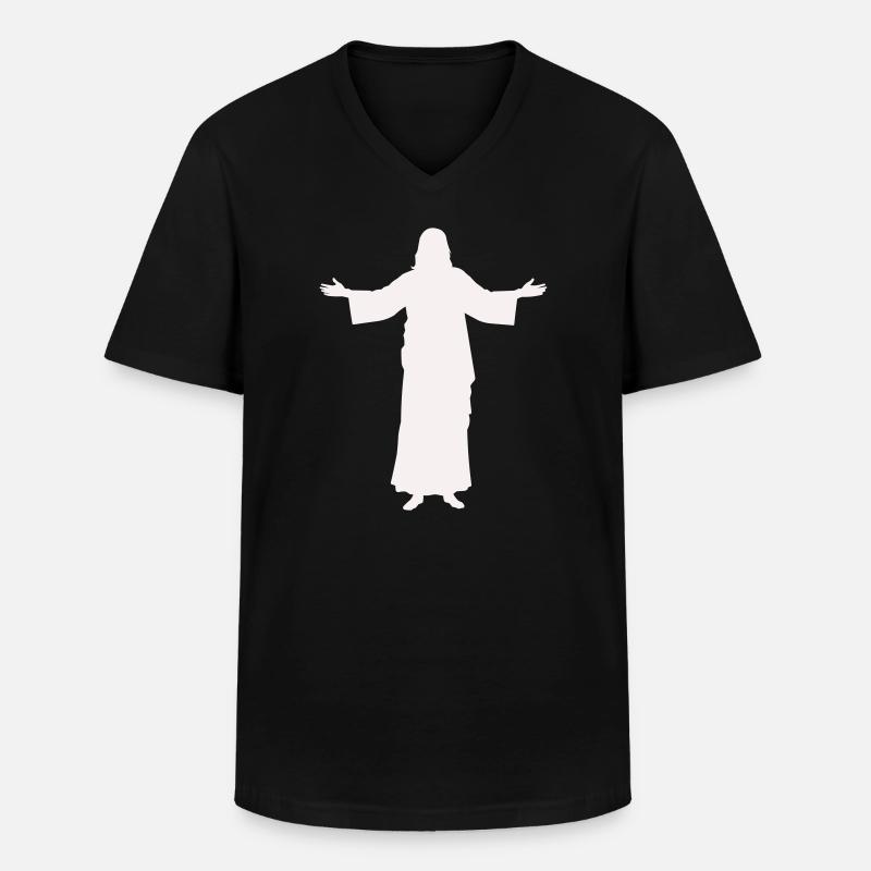 jesus- - Männer-T-Shirt mit V-Ausschnitt - Schwarz