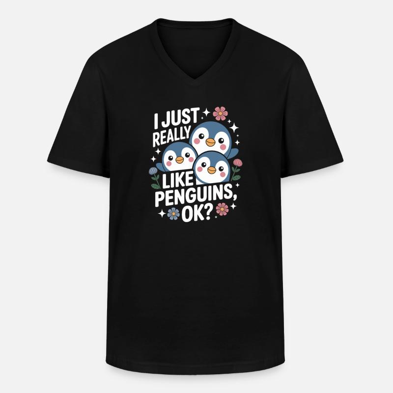 Pinguin Trio Spruchbild - Männer-T-Shirt mit V-Ausschnitt - Schwarz