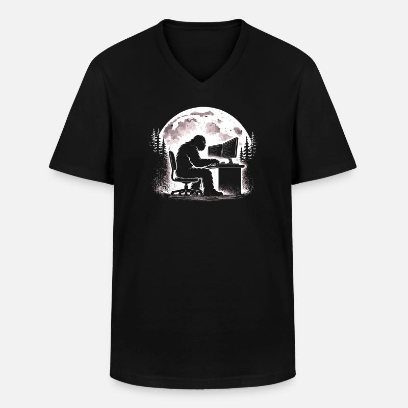Bigfoot Programmierer - Männer-T-Shirt mit V-Ausschnitt - Schwarz