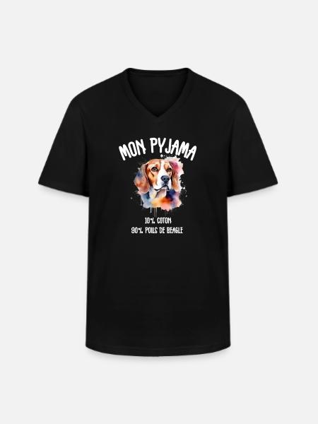 Hundepyjama, Beagle-Humor - Männer-T-Shirt mit V-Ausschnitt - Schwarz