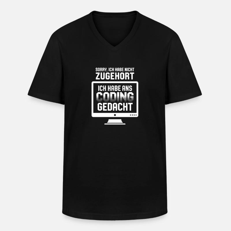 Coding-Gedanke statt Zuhören - Männer-T-Shirt mit V-Ausschnitt - Schwarz