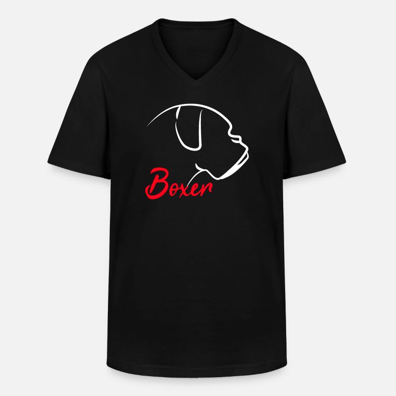 Boxer Hund Hundehalter - Männer-T-Shirt mit V-Ausschnitt - Schwarz
