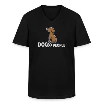 Dogs Over People Hund Lustig Antisozial Spruch - Männer-T-Shirt mit V-Ausschnitt - Schwarz - Vorne - AI Model Male 178 dark (178cm)