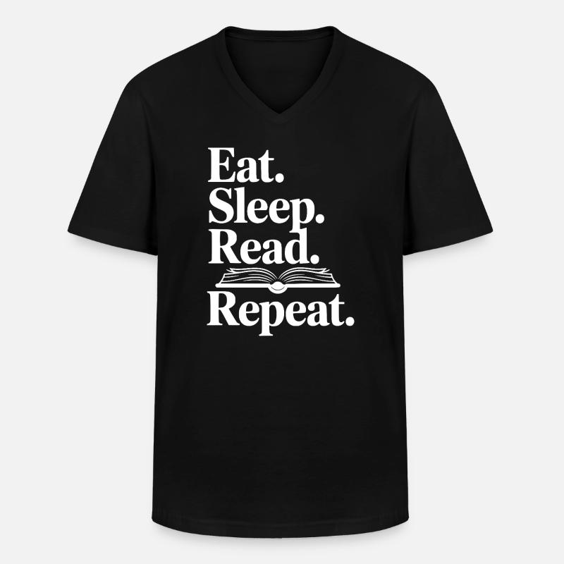 Eat. Sleep. Read. Repeat. - Men's V-Neck T-Shirt - black