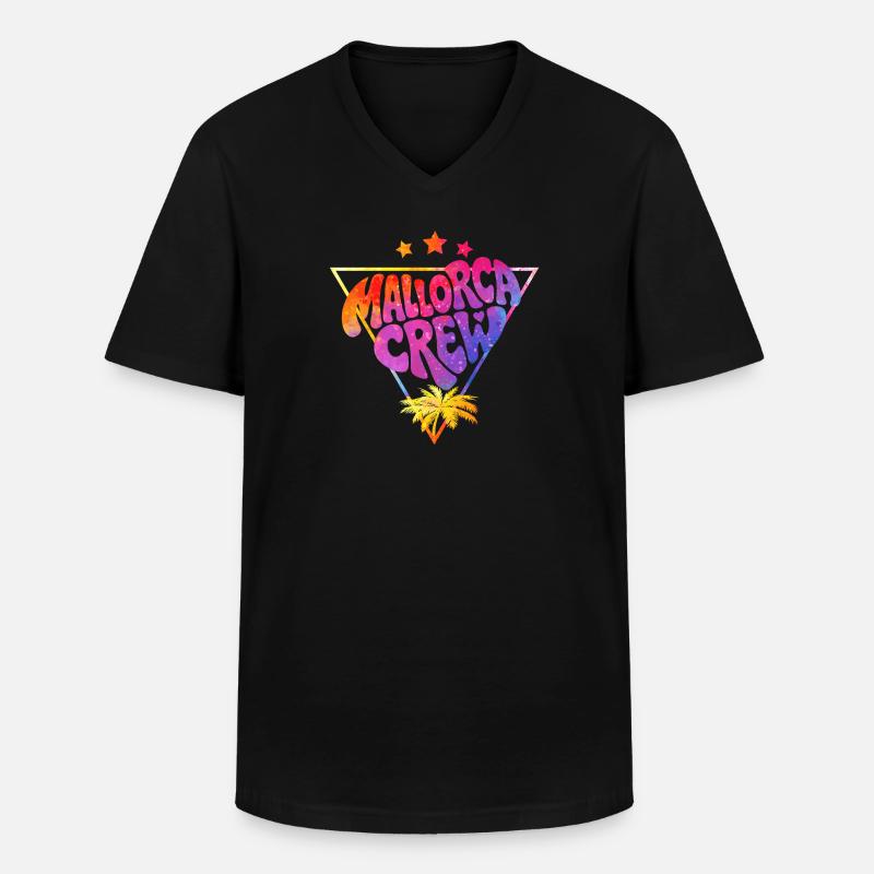 Mallorca Crew Neon Gradient - Männer-T-Shirt mit V-Ausschnitt - Schwarz