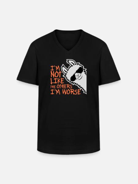 Lama-solbriller ikke som de andre Jeg er værre - Klassisk herre T-shirt med V-udskæring - sort
