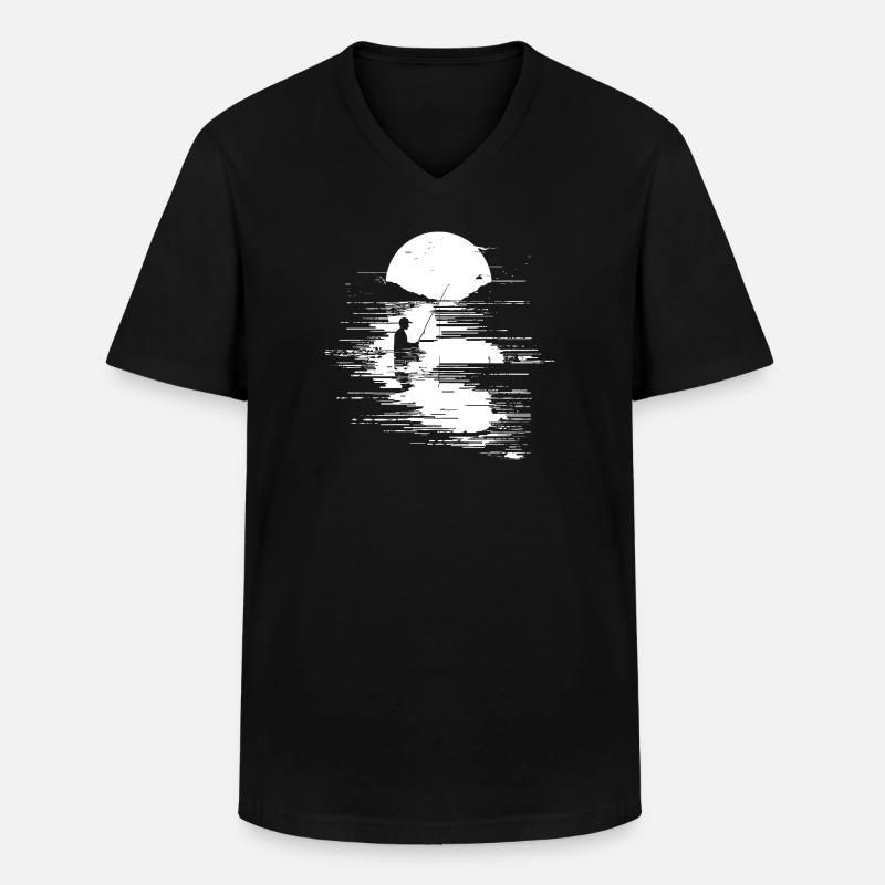 Fischen Grafik - Männer-T-Shirt mit V-Ausschnitt - Schwarz