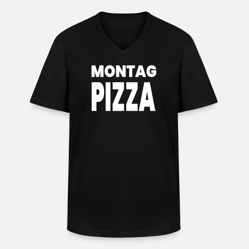 Pizza - Männer-T-Shirt mit V-Ausschnitt - Schwarz