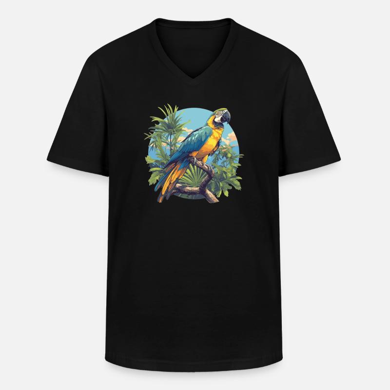 Macaw's Era - Men's V-Neck T-Shirt - black