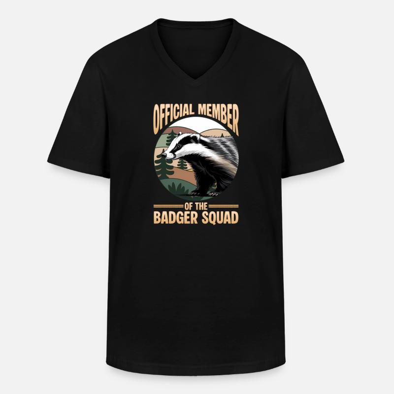 Funny Animal Badger - Männer-T-Shirt mit V-Ausschnitt - Schwarz