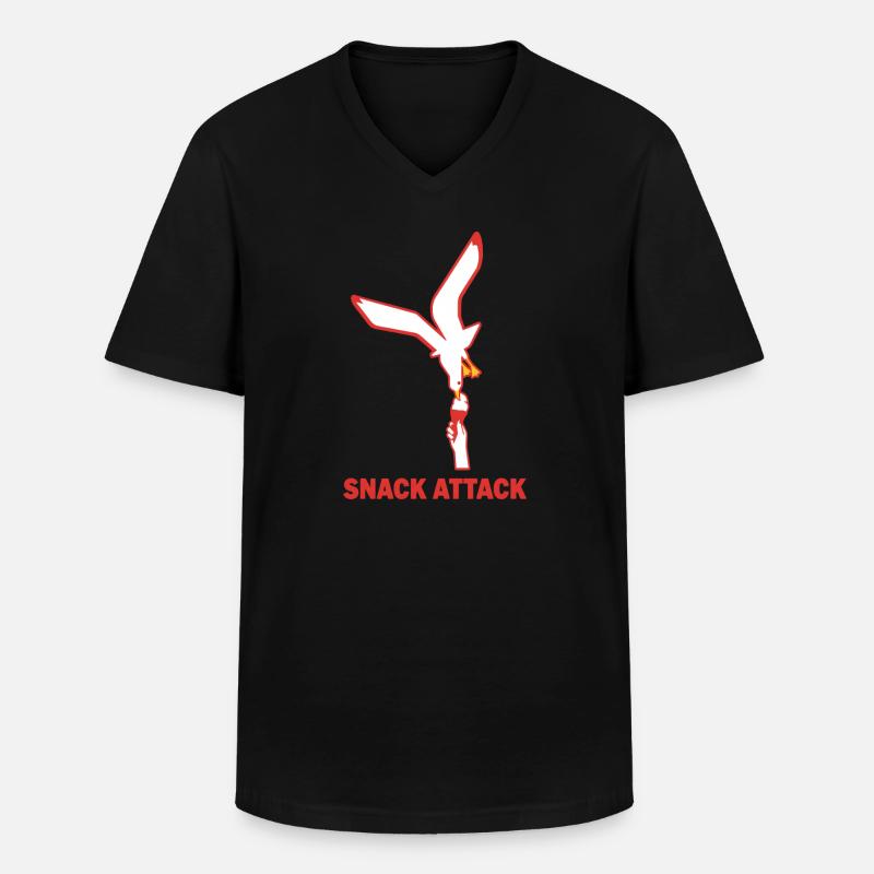 Snack Attack Möwe Eis - Männer-T-Shirt mit V-Ausschnitt - Schwarz