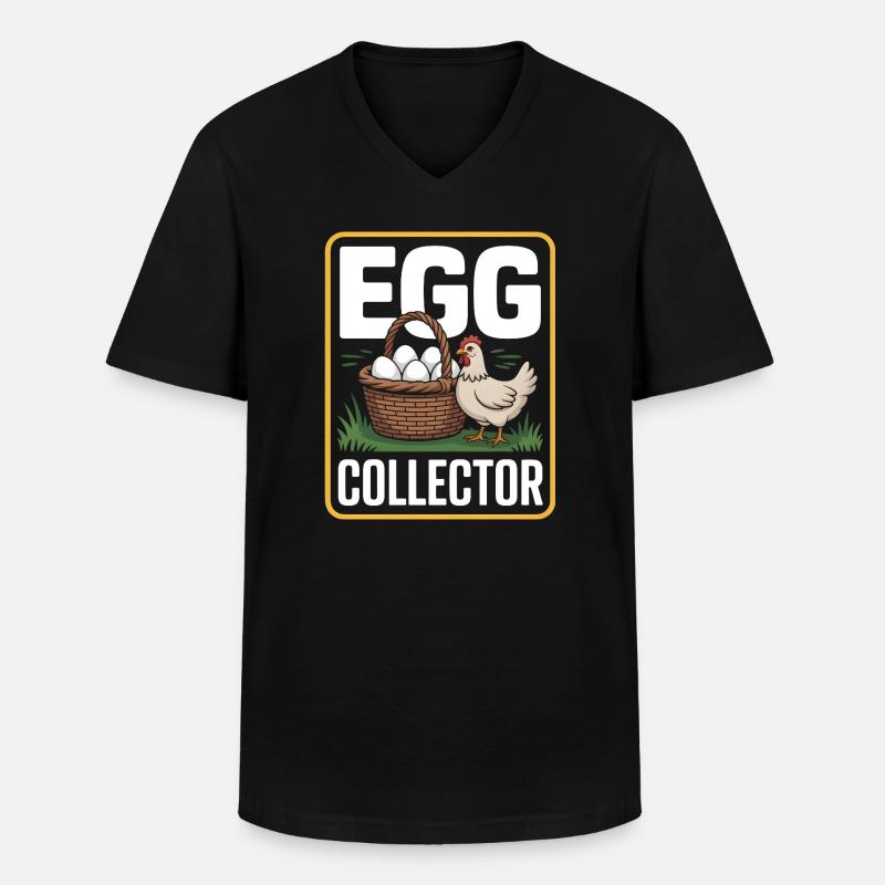 Eggs Collector Hühnerhalter Huhn - Männer-T-Shirt mit V-Ausschnitt - Schwarz
