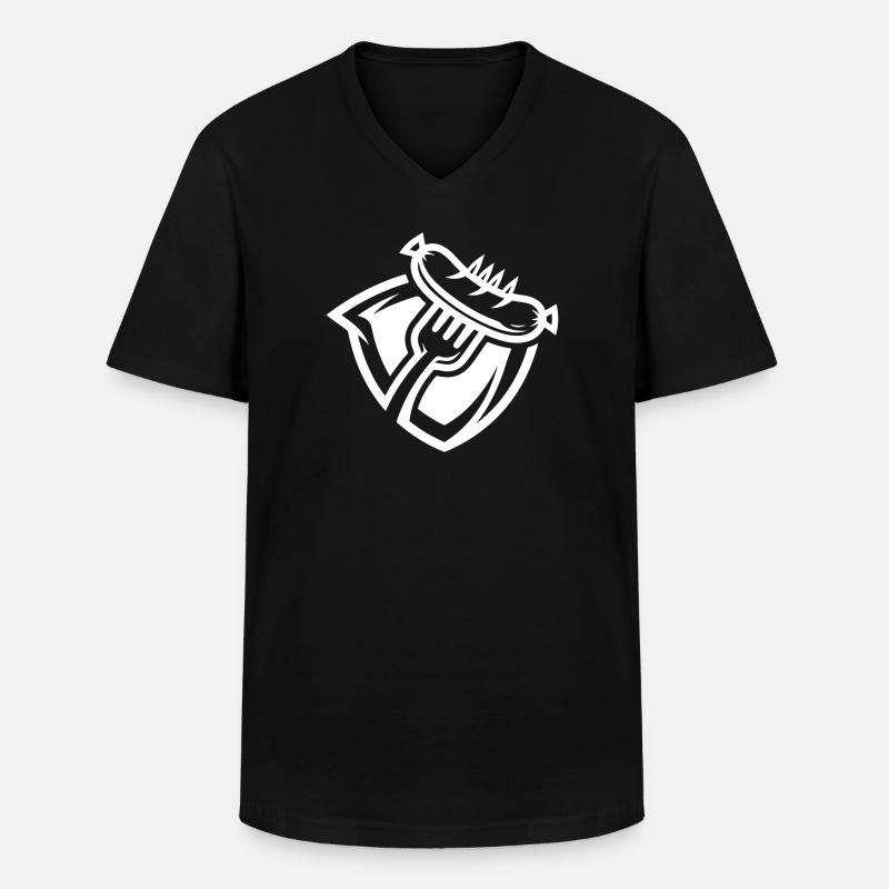 Wurst Gabel - Männer-T-Shirt mit V-Ausschnitt - Schwarz