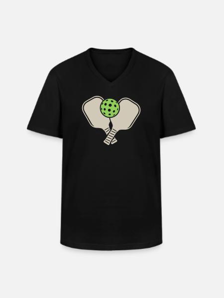 Pickleball - Männer-T-Shirt mit V-Ausschnitt - Schwarz