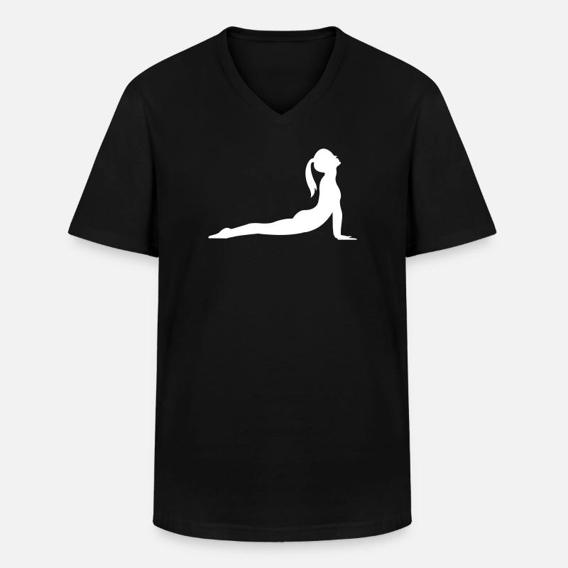 Yoga Silhouette - Männer-T-Shirt mit V-Ausschnitt - Schwarz