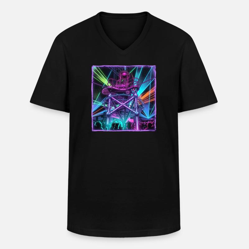 Retro Rave Electro - Männer-T-Shirt mit V-Ausschnitt - Schwarz