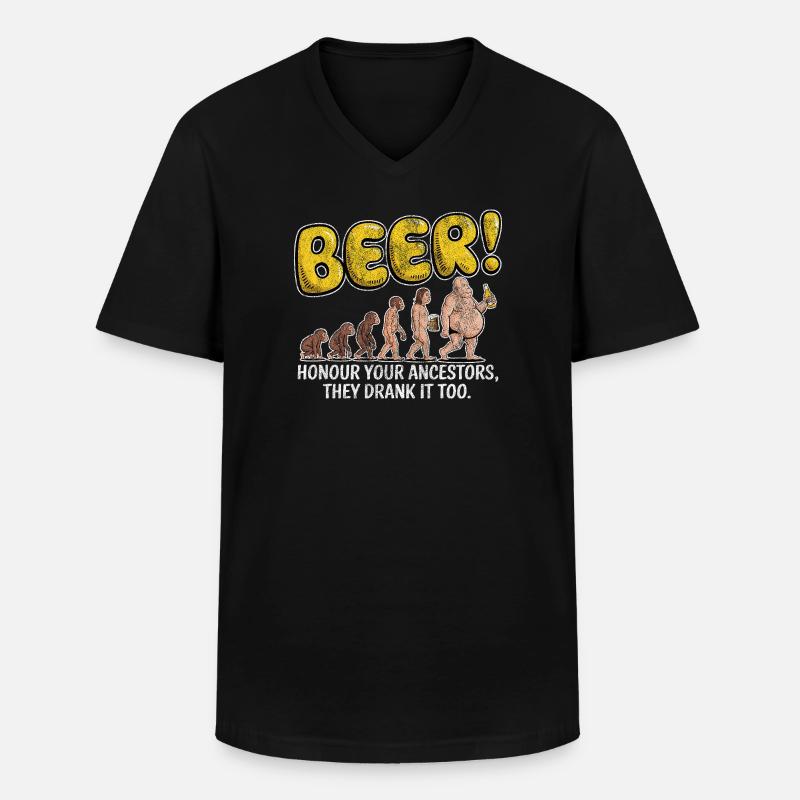 Evolution Beer Funny Witty Beer - Men's V-Neck T-Shirt - black