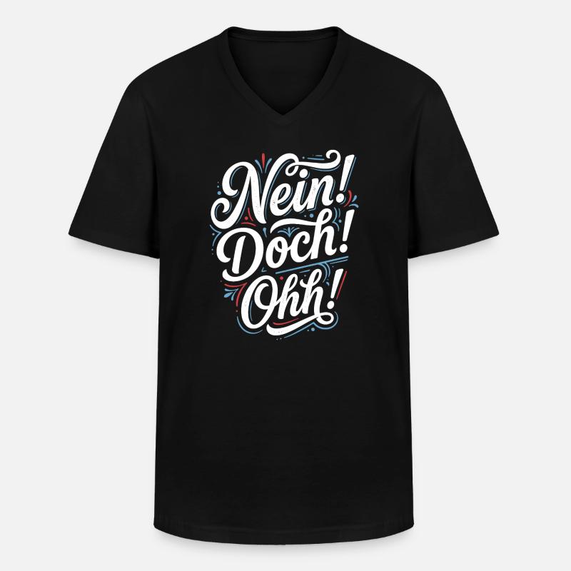 Nein Doch Ohh Typo-Statement - Männer-T-Shirt mit V-Ausschnitt - Schwarz