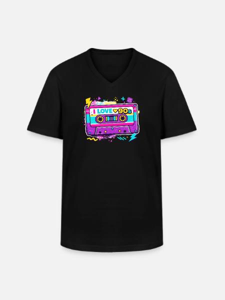 I Love 90s Cassette Graphic - Men's V-Neck T-Shirt - black