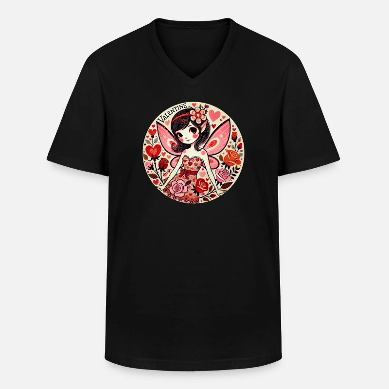 Valentins-Feenblüte - Männer-T-Shirt mit V-Ausschnitt - Schwarz