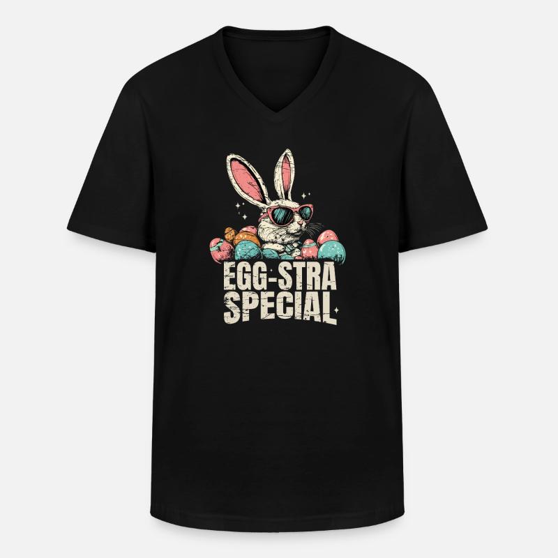 Eggsta Special Retro Hase Ostern  - Männer-T-Shirt mit V-Ausschnitt - Schwarz