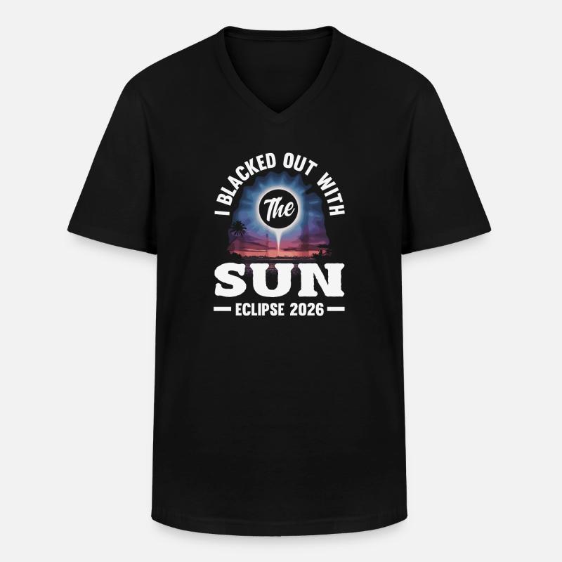 Solar eclipse 2026, August 12 - Men's V-Neck T-Shirt - black