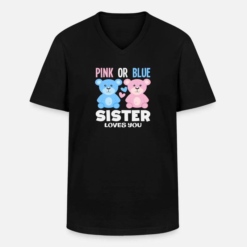 Pink Oder Blau Schwester Liebt Dich - Männer-T-Shirt mit V-Ausschnitt - Schwarz