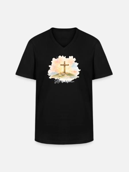 Resurrection He is Risen Easter Jesus - Men's V-Neck T-Shirt - black