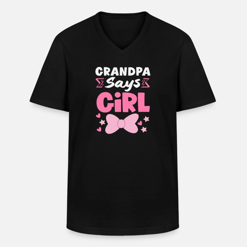 Nonno Nonno dice che la ragazza rivela il sesso - Maglietta da uomo classica con scollo a V - nero
