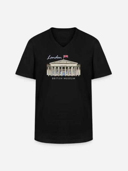 London British Museum, hand-drawn - Men's V-Neck T-Shirt - black