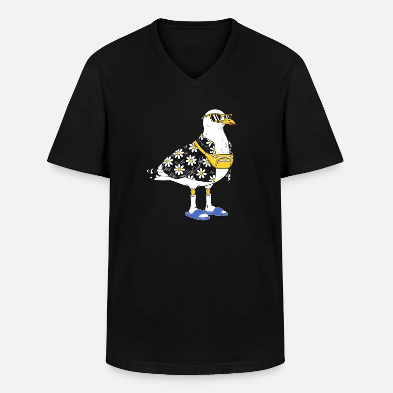 Gänseblümchen-Seemöwe im Sommerlook - Männer-T-Shirt mit V-Ausschnitt - Schwarz
